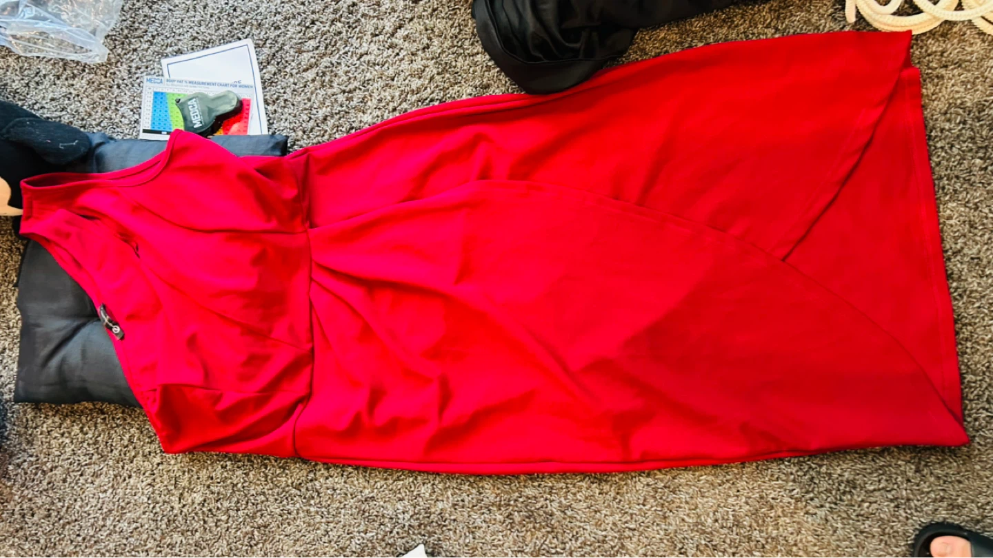 Red One-Shoulder Cocktail Dress - photo 2
