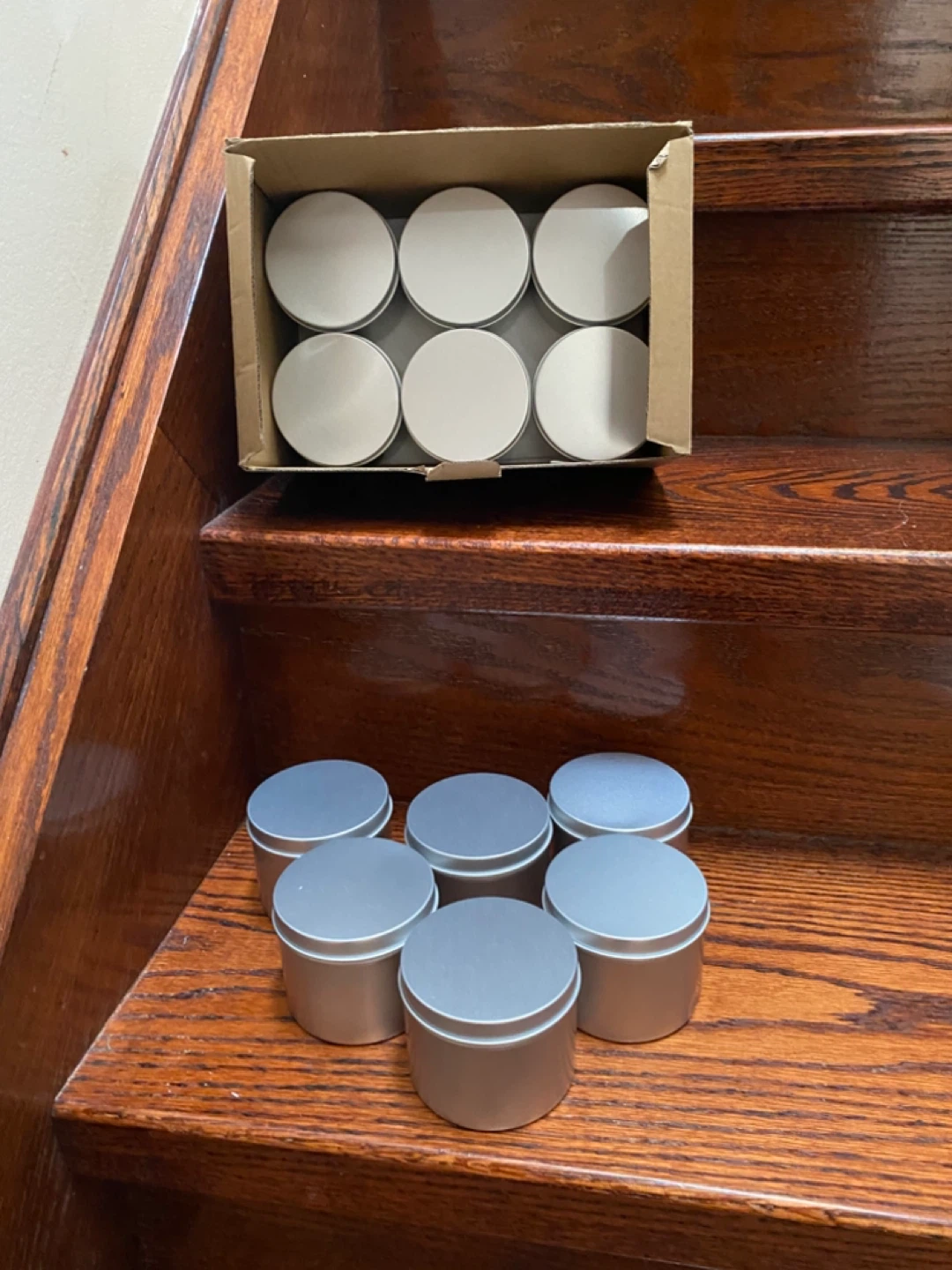 12 Silver Candle Tins with Lids