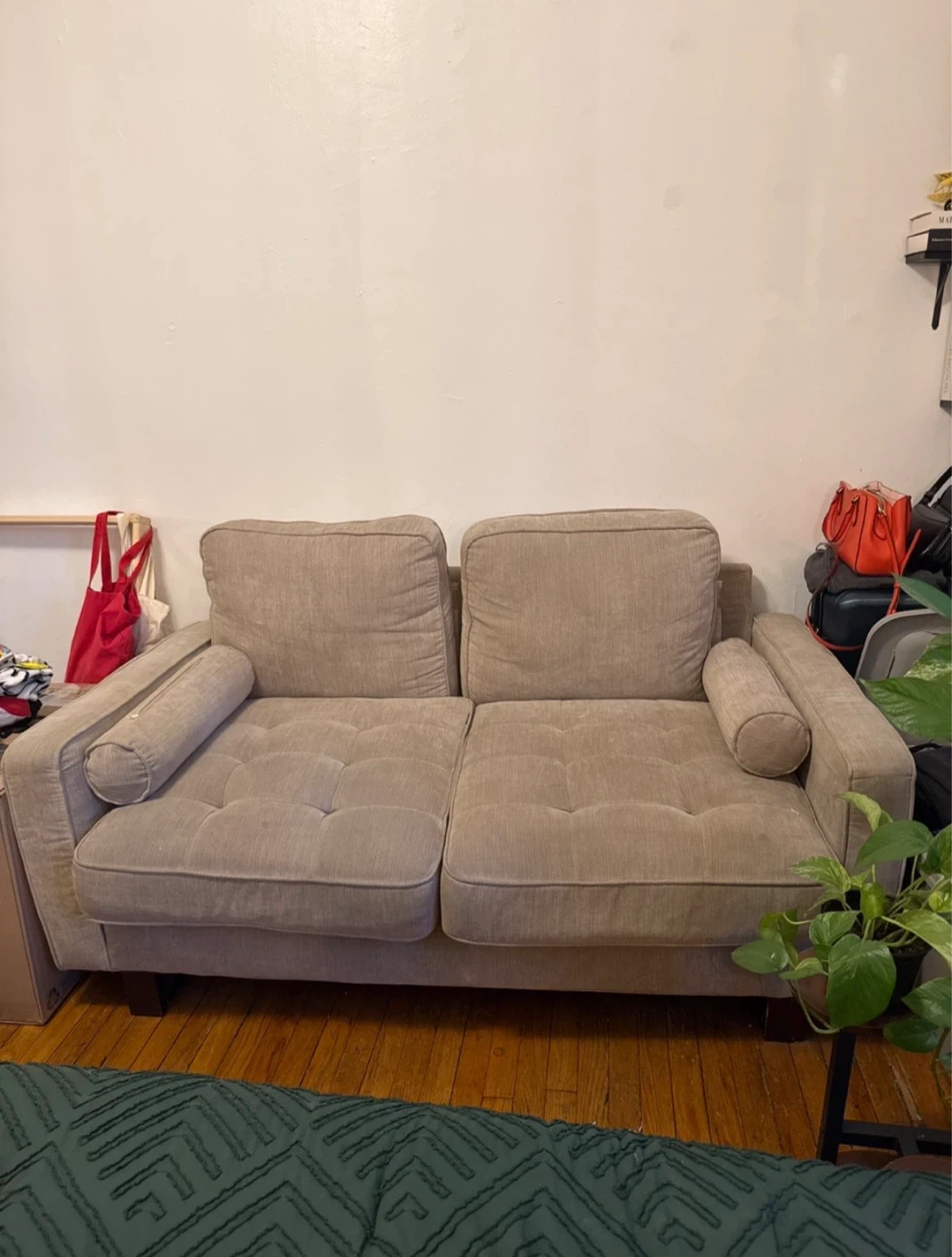 Beige loveseat sofa