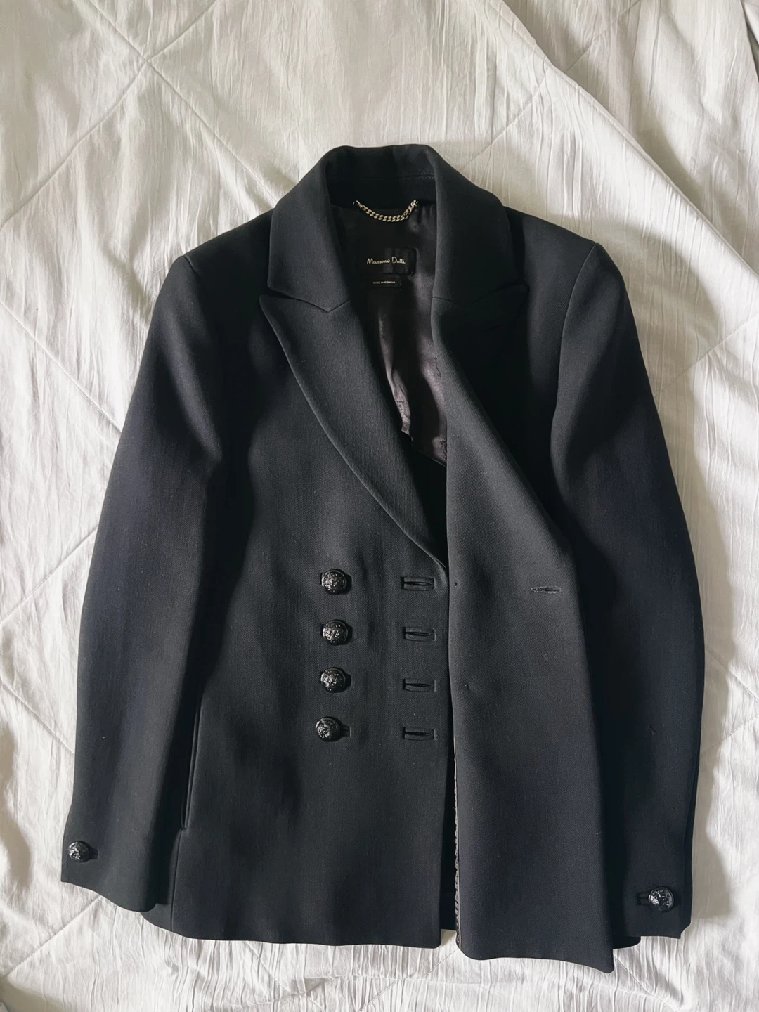 Massimo Dutti Black Double-Breasted Blazer - photo 2