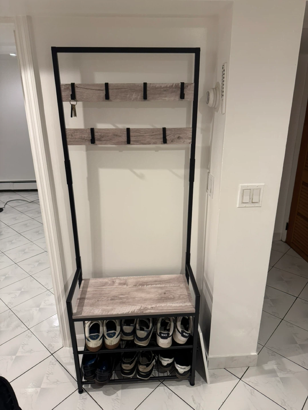 Entryway Shelf with Coat Hooks