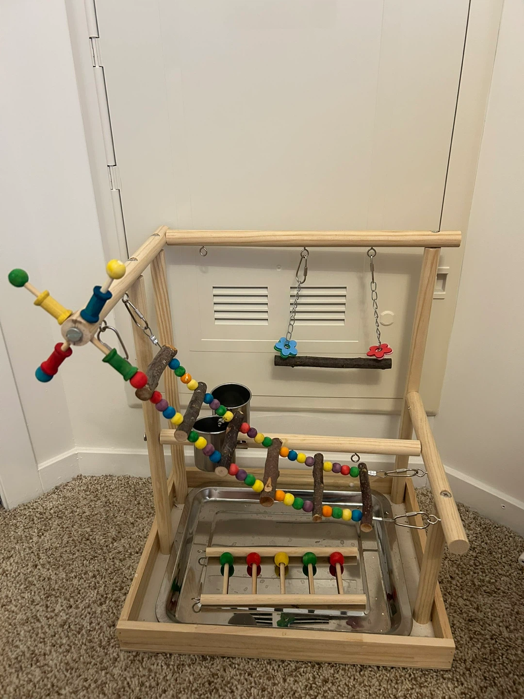 Wooden Bird Play Stand with Toys