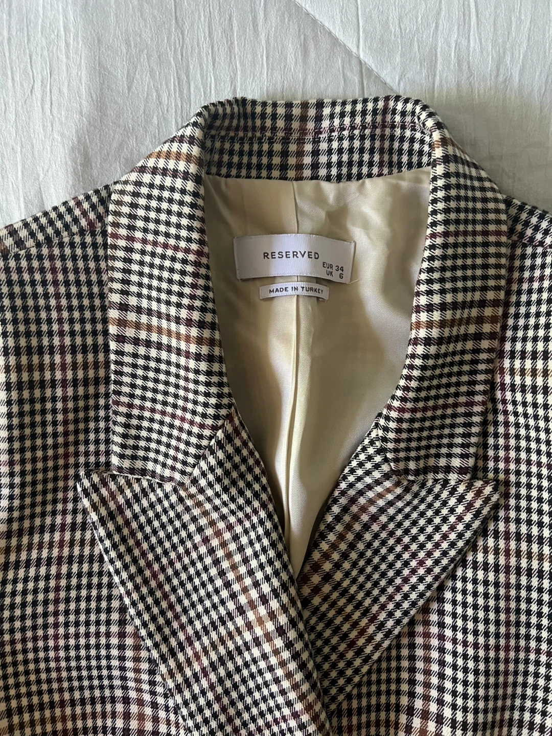 RESERVED Double-Breasted Blazer - Plaid Pattern