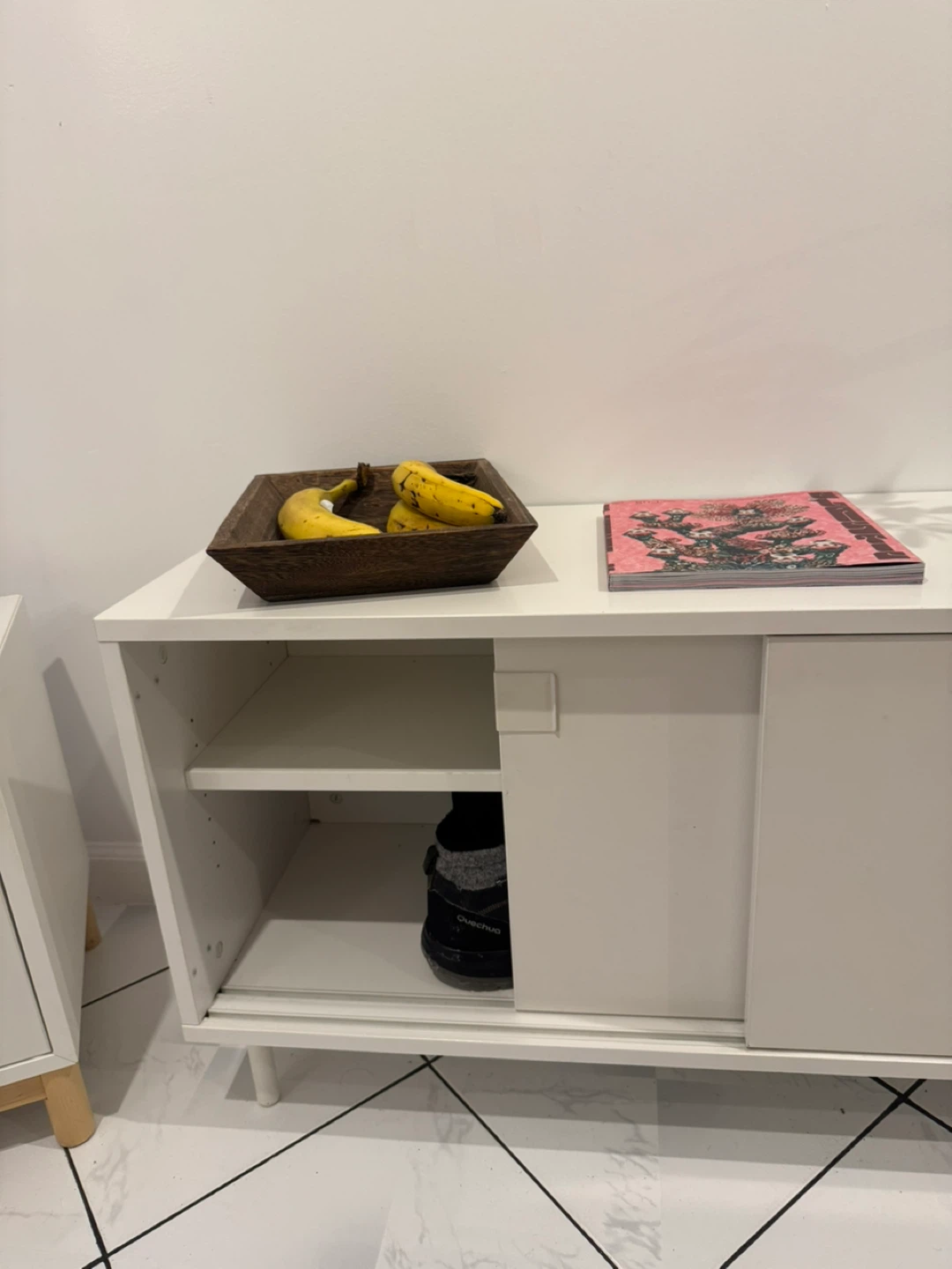 White Storage Cabinet with Sliding Door - photo 2