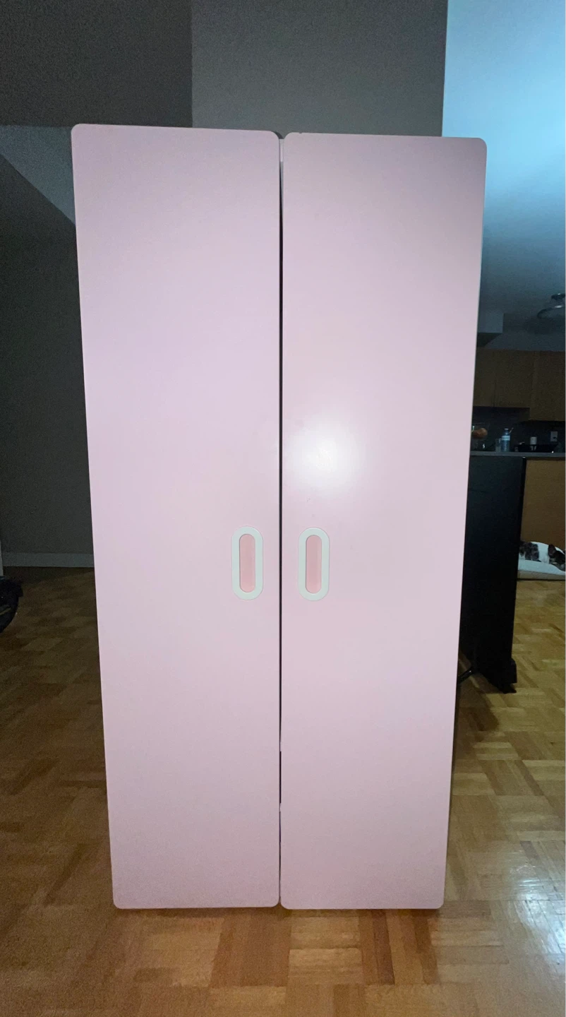 IKEA wardrobe with pink doors