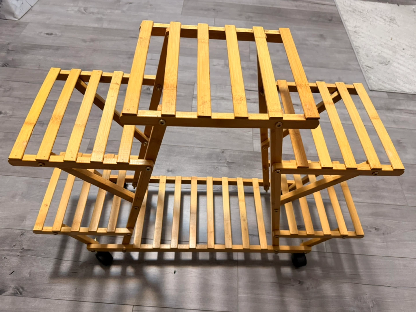 Bamboo Plant Stand with Wheels