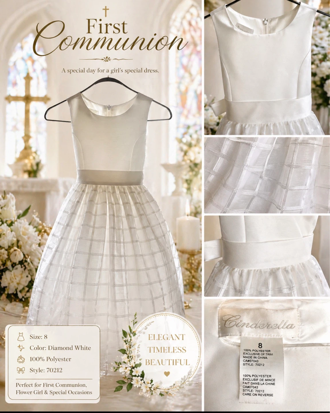Cinderella First Communion Dress Size 8