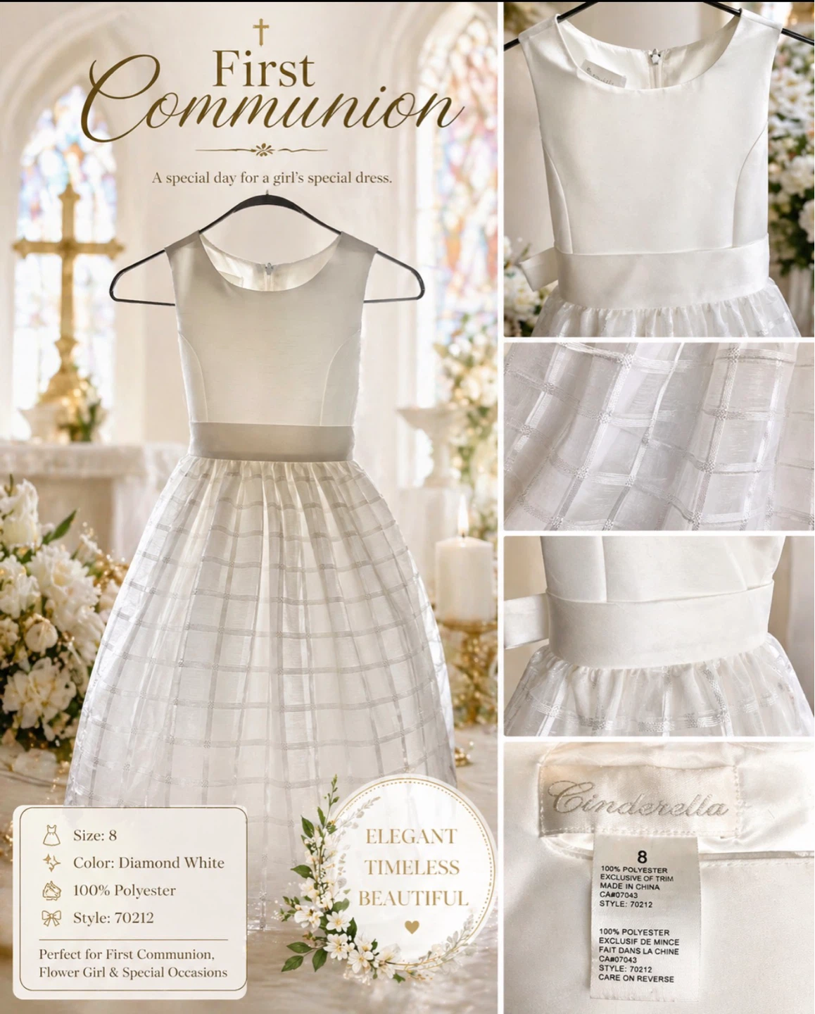 Cinderella First Communion Dress Size 8 - photo 2