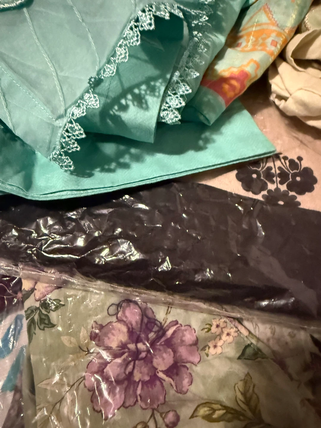 Teal and Floral Print Women's Clothing Set