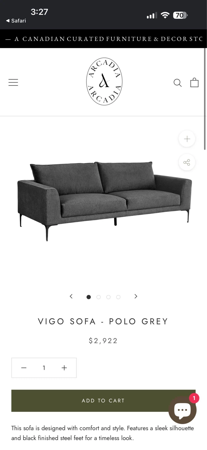 Arcadia Vigo Sofa - Polo Grey - Couch - photo 4