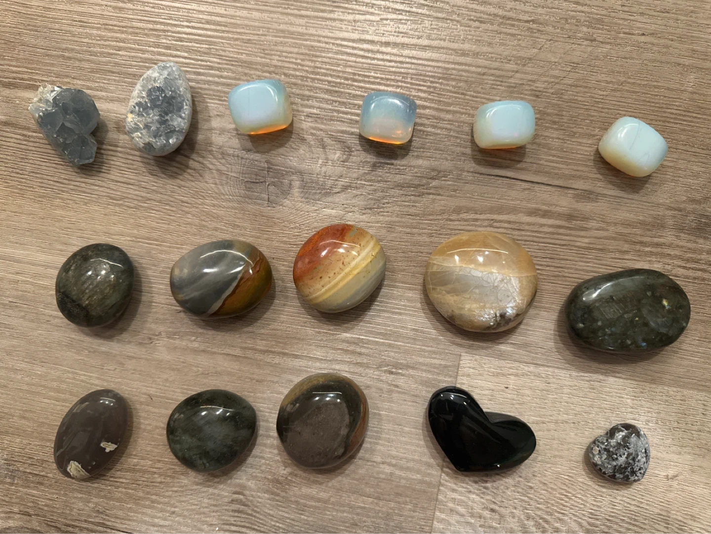 Polished Crystal Palm Stone + Heart Bundle