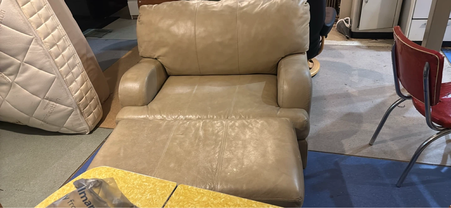 Tan Leather Recliner Armchair with Ottoman free delivery - photo 2