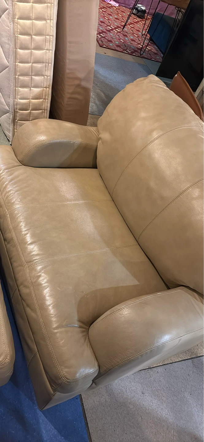 Tan Leather Recliner Armchair with Ottoman free delivery - photo 4