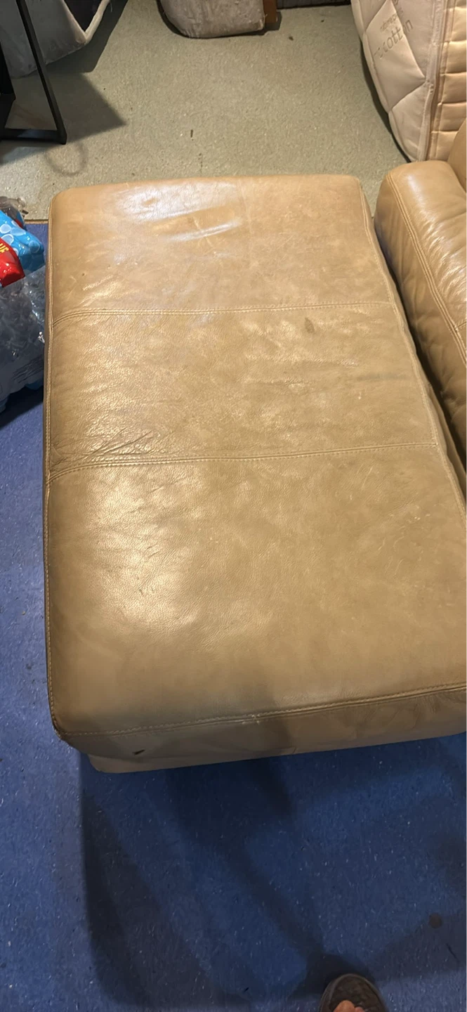 Tan Leather Recliner Armchair with Ottoman free delivery - photo 3
