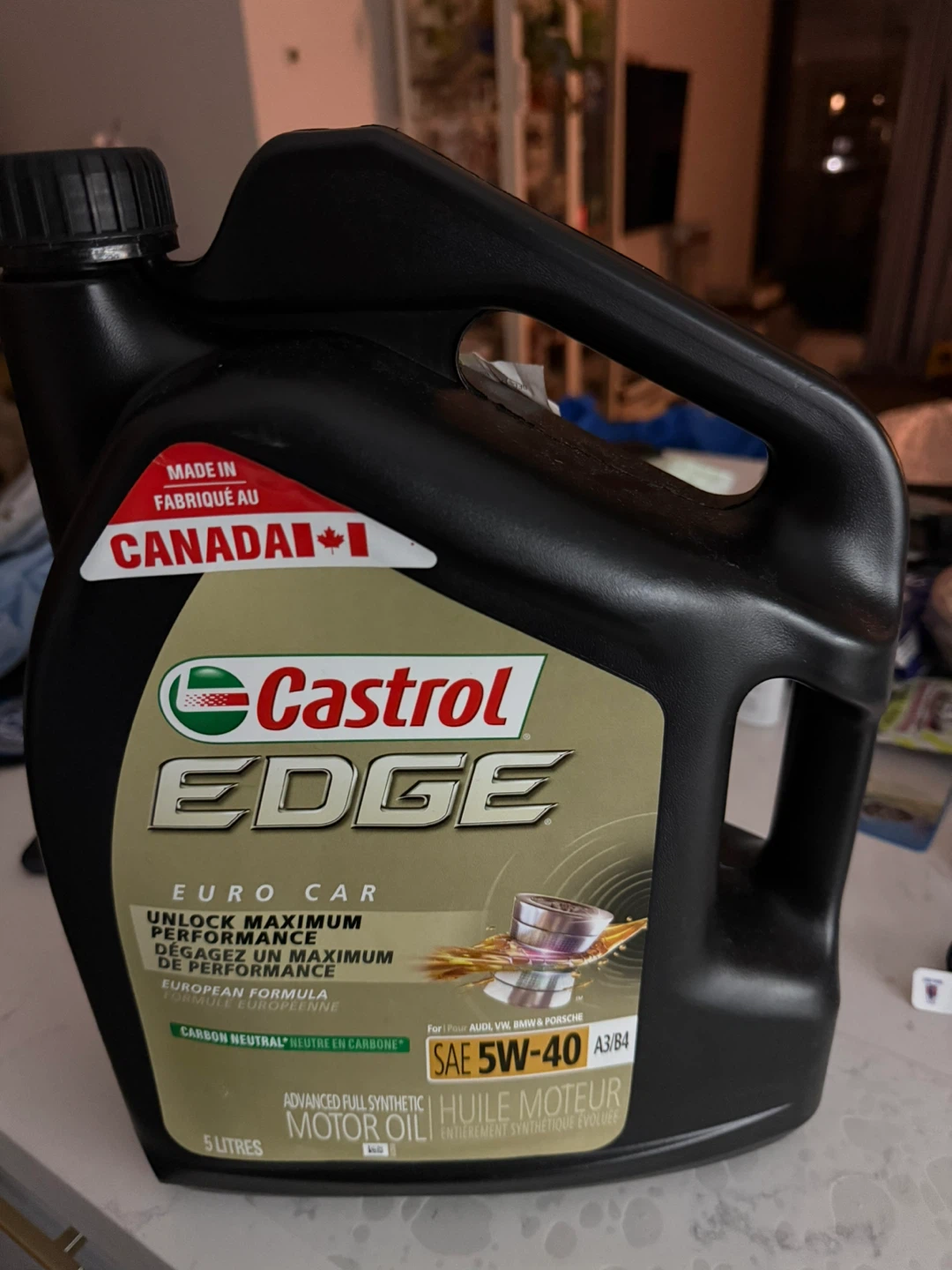 Unopened Castrol EDGE 5W-40 Full Synthetic Motor Oil, 5L