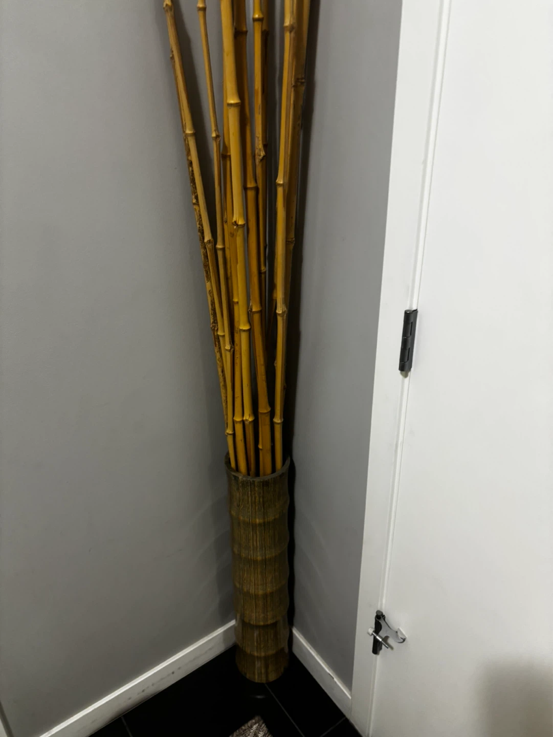 Tall Bamboo Dried Arrangement with Woven Vase