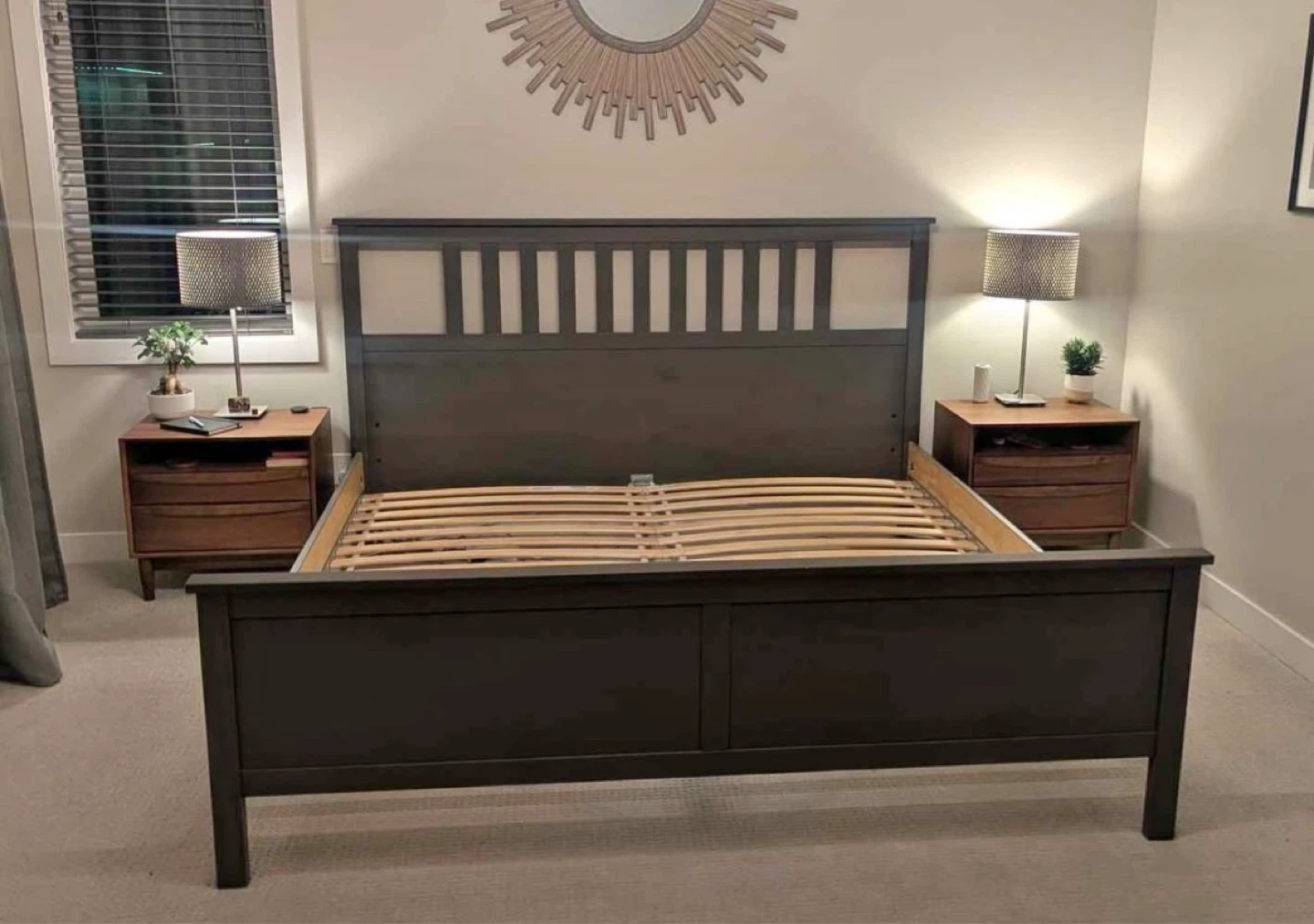IKEA HEMNES King bed frame dark grey colour - photo 3
