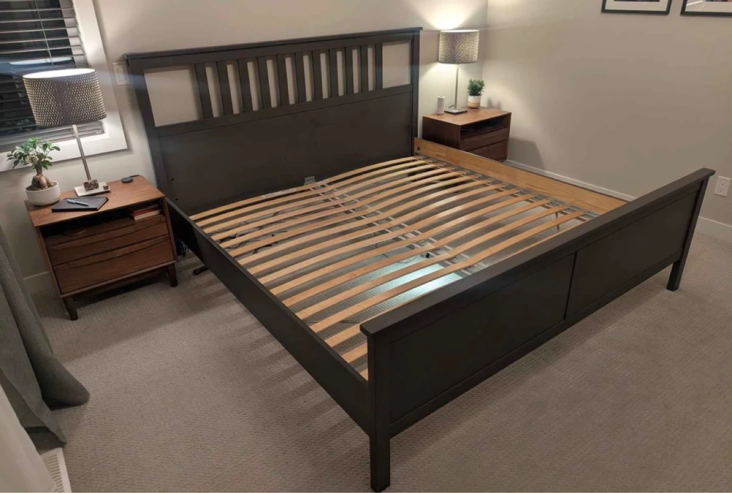 IKEA HEMNES King bed frame dark grey colour