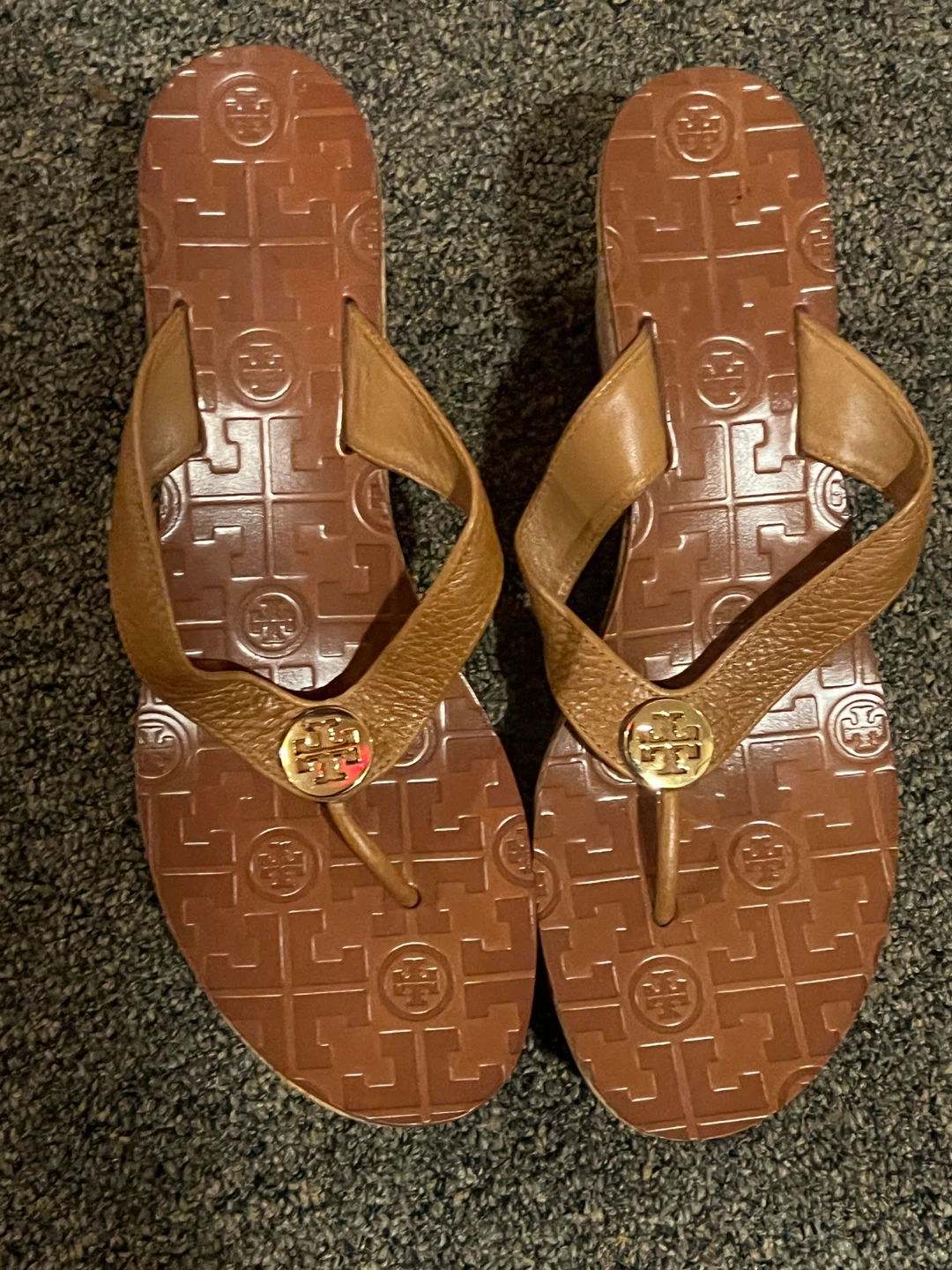 Tory Burch Cork Wedge Flip Flops Size 9