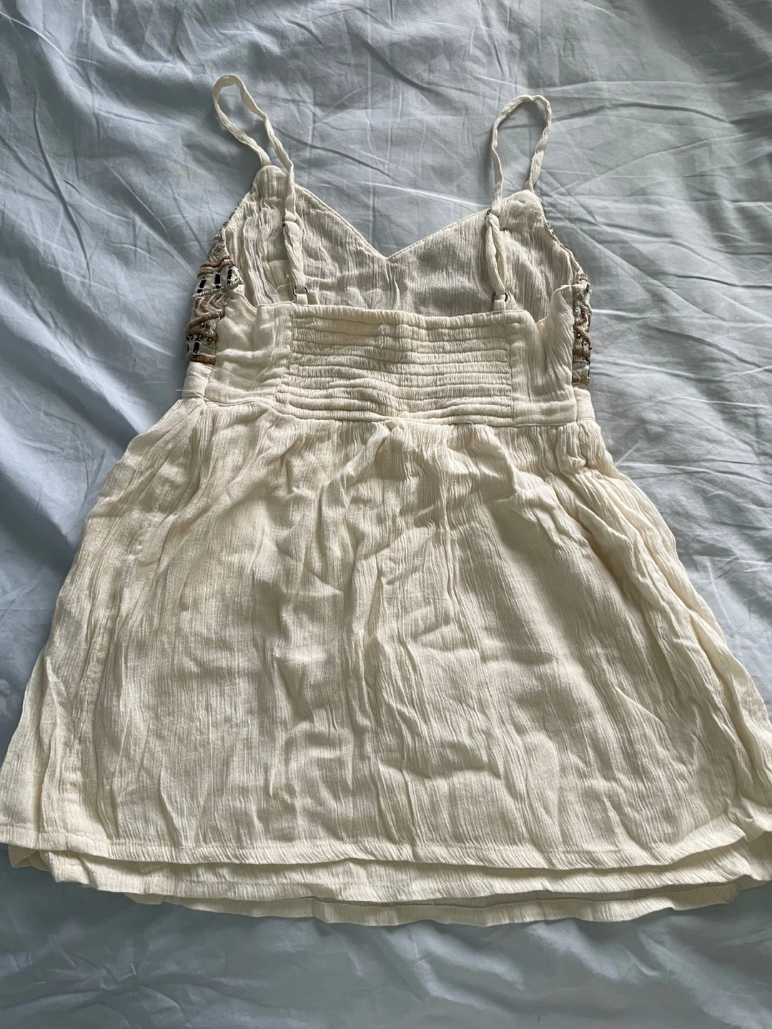 Cream Embroidered Spaghetti Strap Top - photo 2