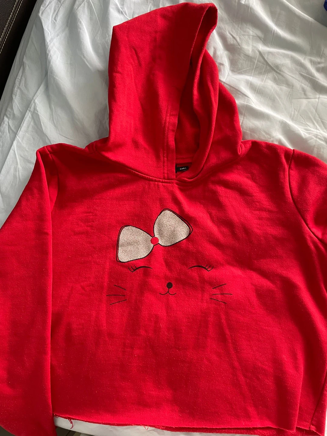 Red Cat Face Hoodie - Size Small