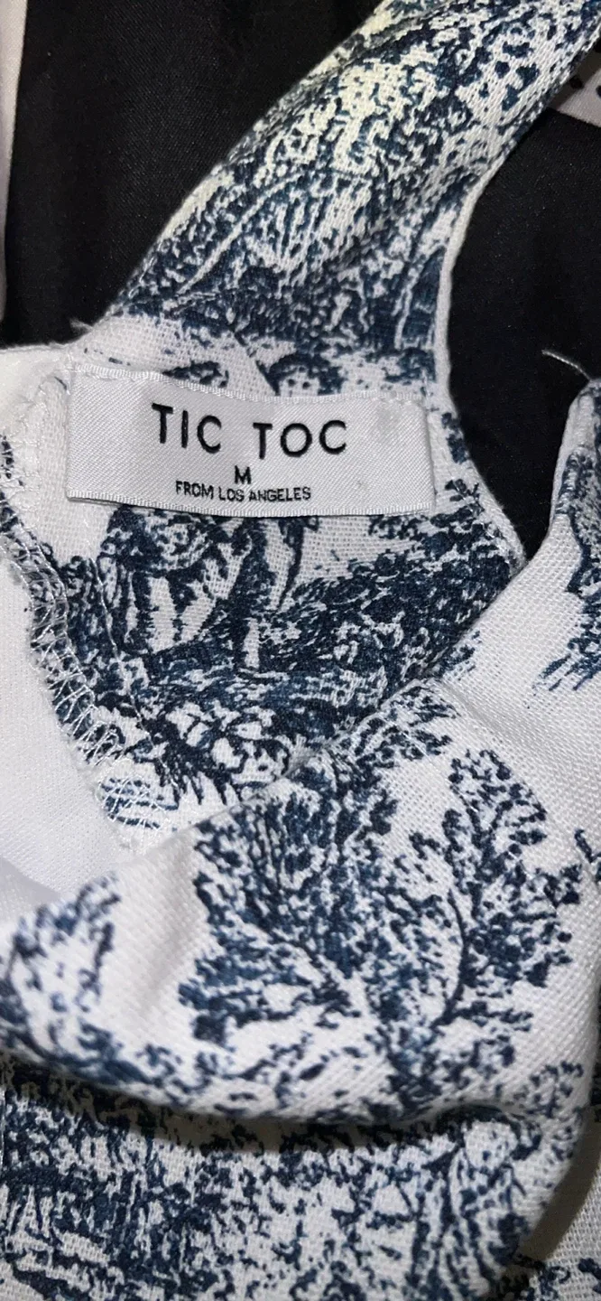 TIC TOC women's size M blue and white toile print mini dress - photo 5