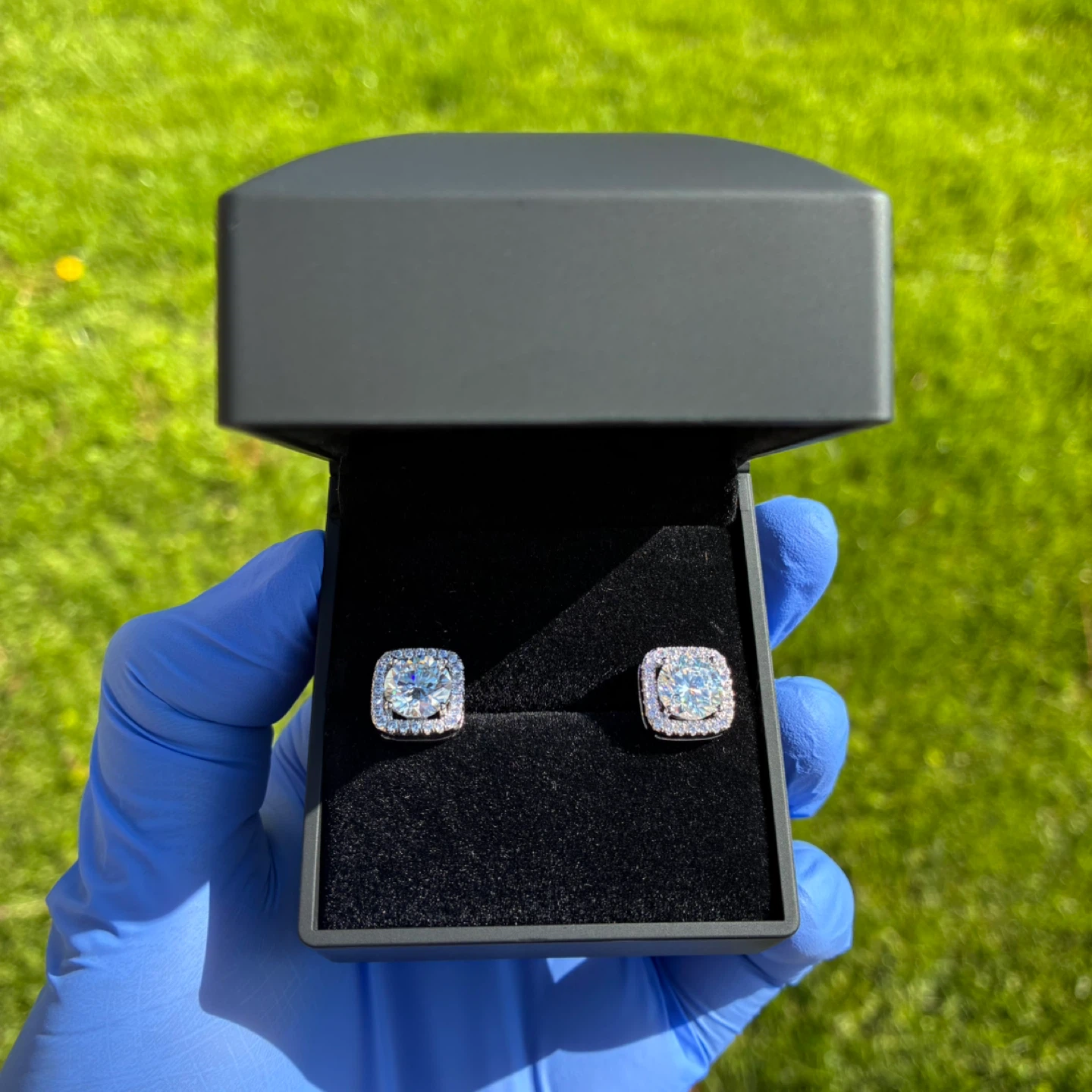 🔥 Stunning 2.0CT Moissanite 💎 Halo Square Stud Earrings 🔥 - photo 5