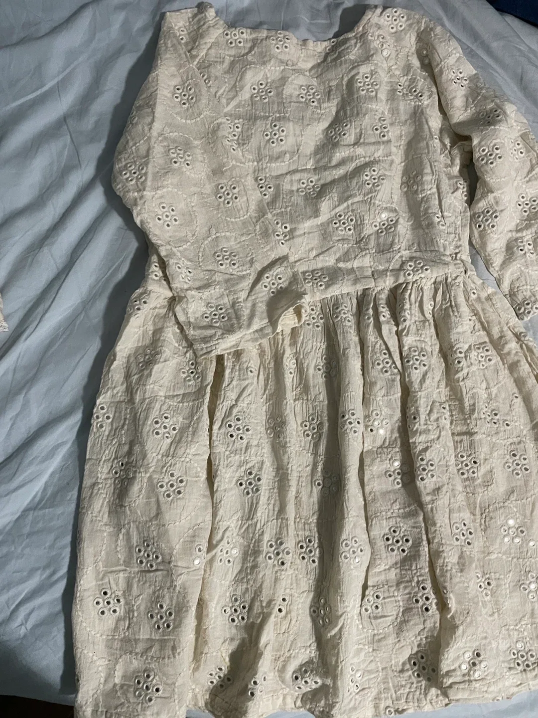 Cream Broderie Anglaise like Dress with Mirror Detail - photo 2