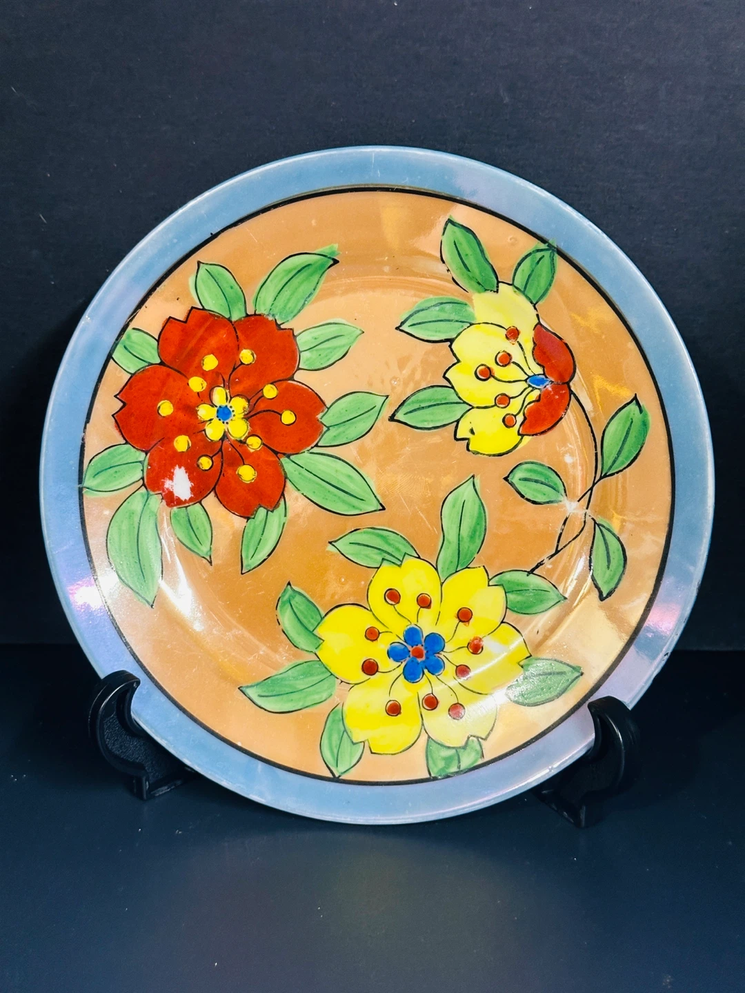Vintage Lot of Japan Blue Floral Lusterware Salad Dessert Plates - photo 4