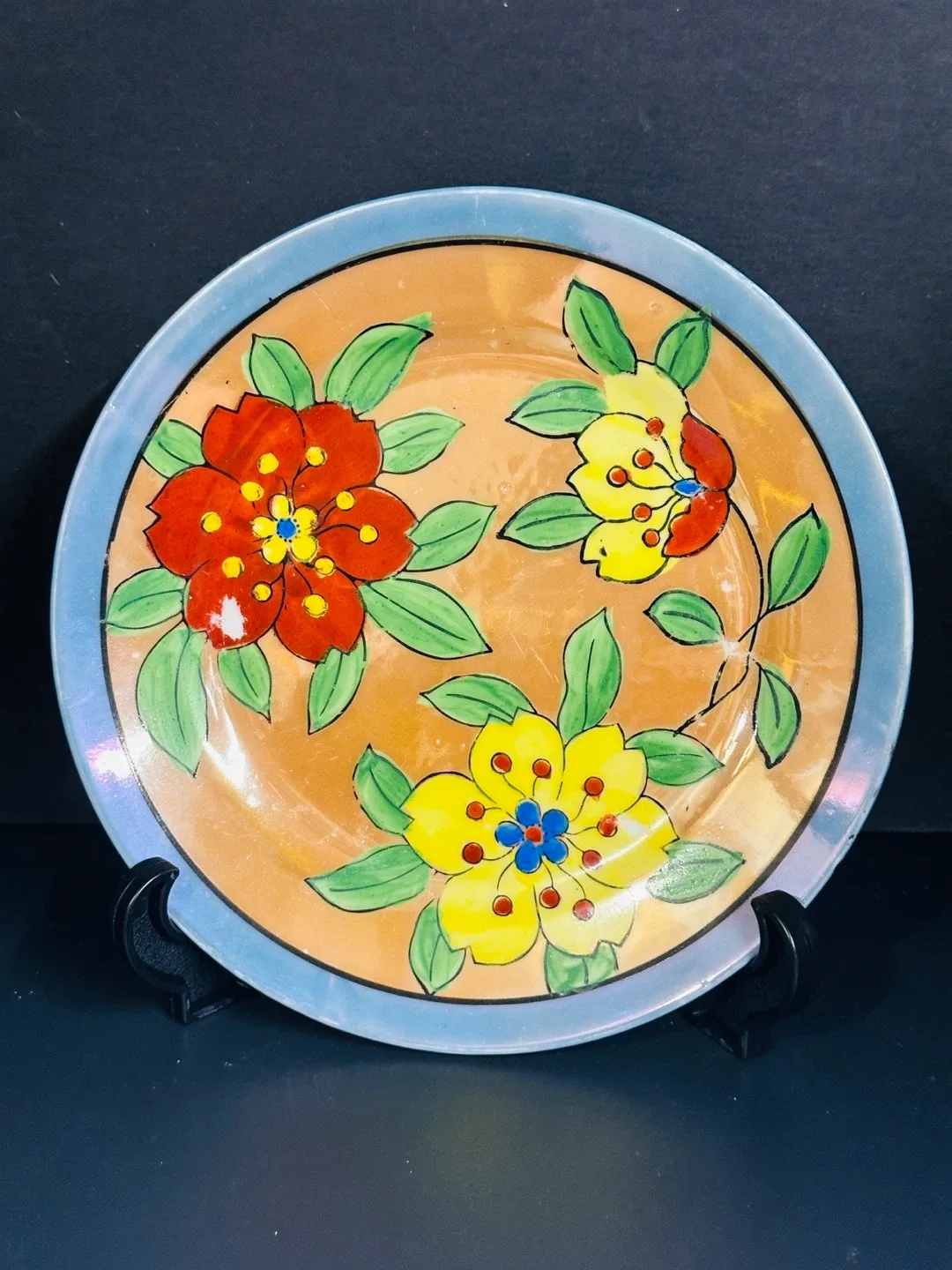 Vintage Lot of Japan Blue Floral Lusterware Salad Dessert Plates - photo 4