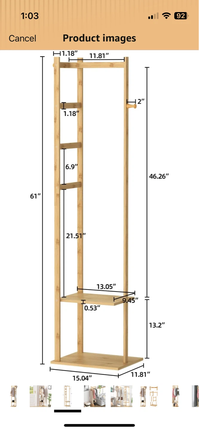 Bamboo Coat Rack with Shelves - photo 2