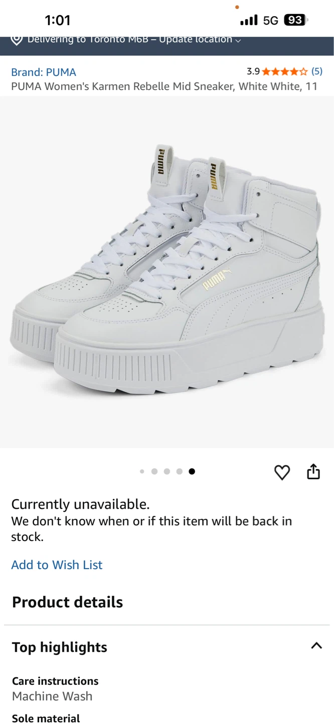 PUMA Women's Karmen Rebelle Mid Sneakers White Size 11
