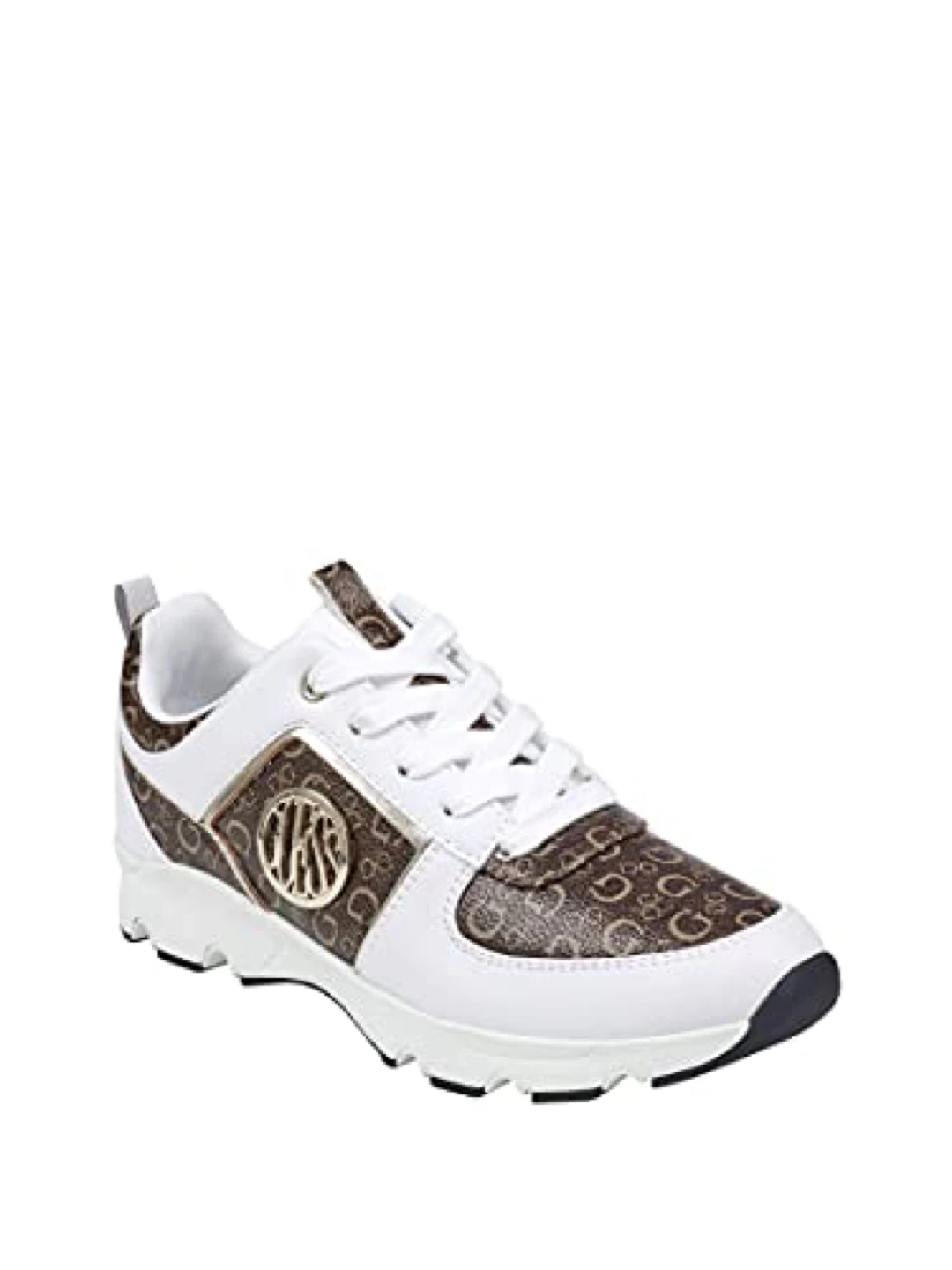 Guess Logo Print Sneakers - White/Brown - photo 3