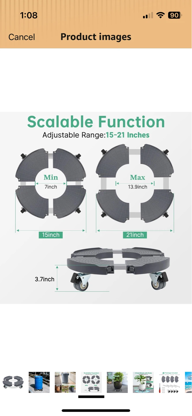 Adjustable Rolling Plant Caddy Dolly - photo 2