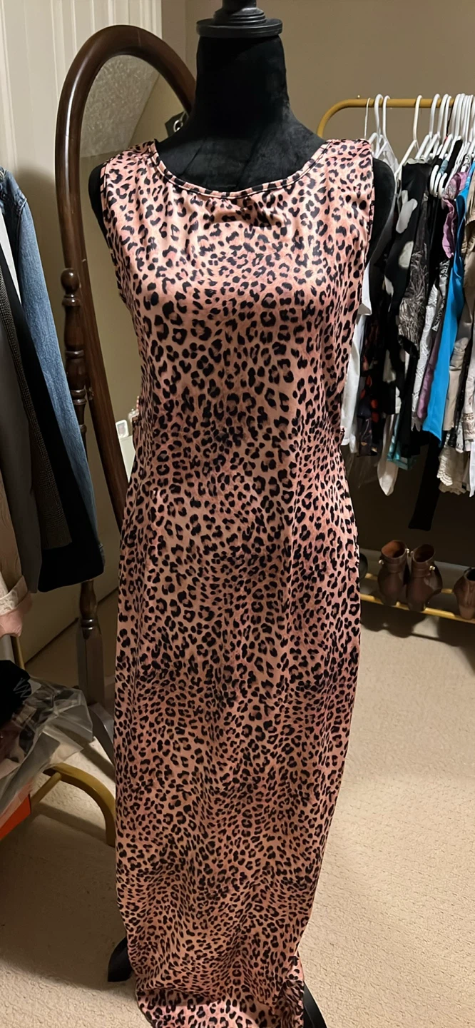 Pink Leopard Print Maxi Dress