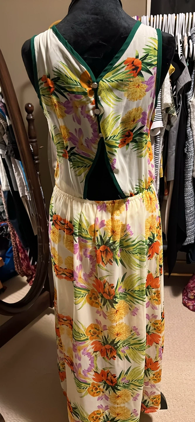 Floral Maxi Dress with Green Trim - photo 4