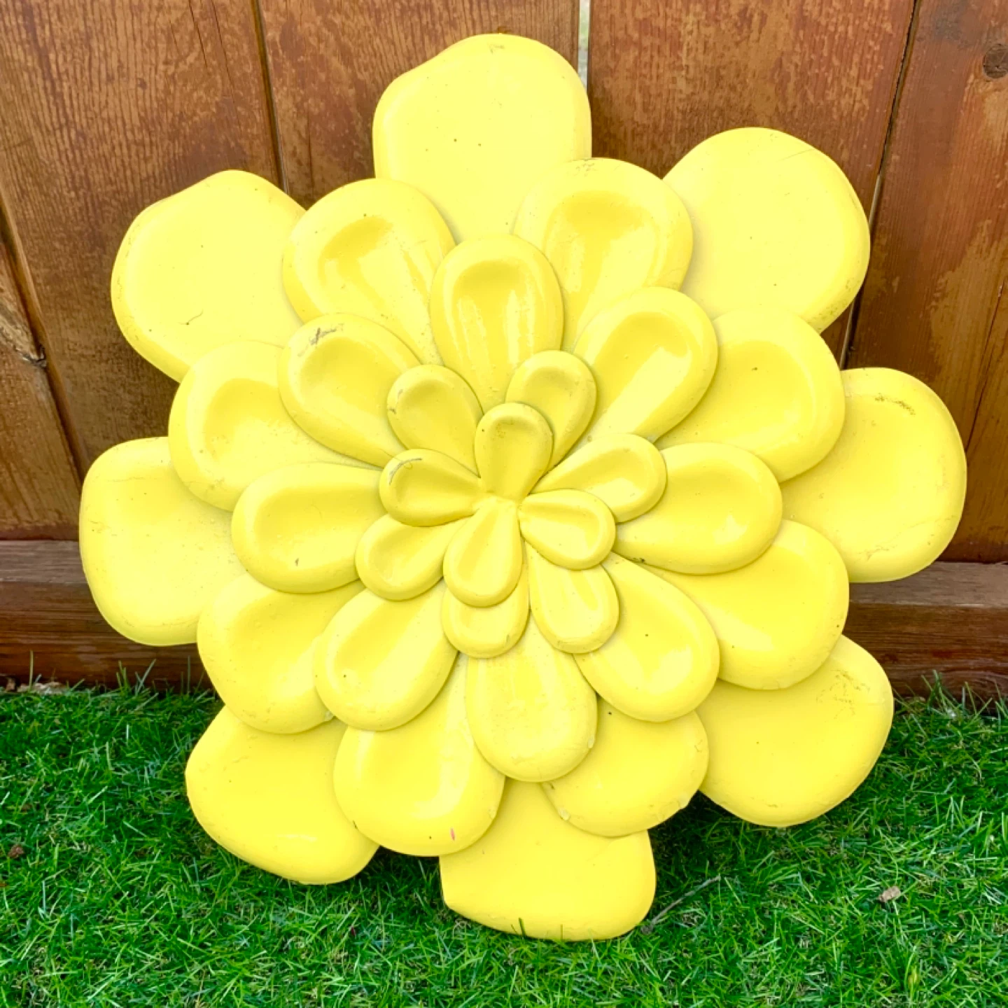 Flower Wall Art Metal Garden Decor Yellow Outdoor Decoration