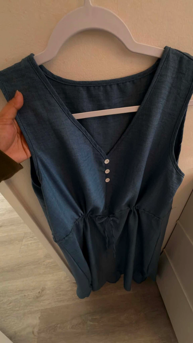 Women's Sleeveless Blue Hi-Low Dress