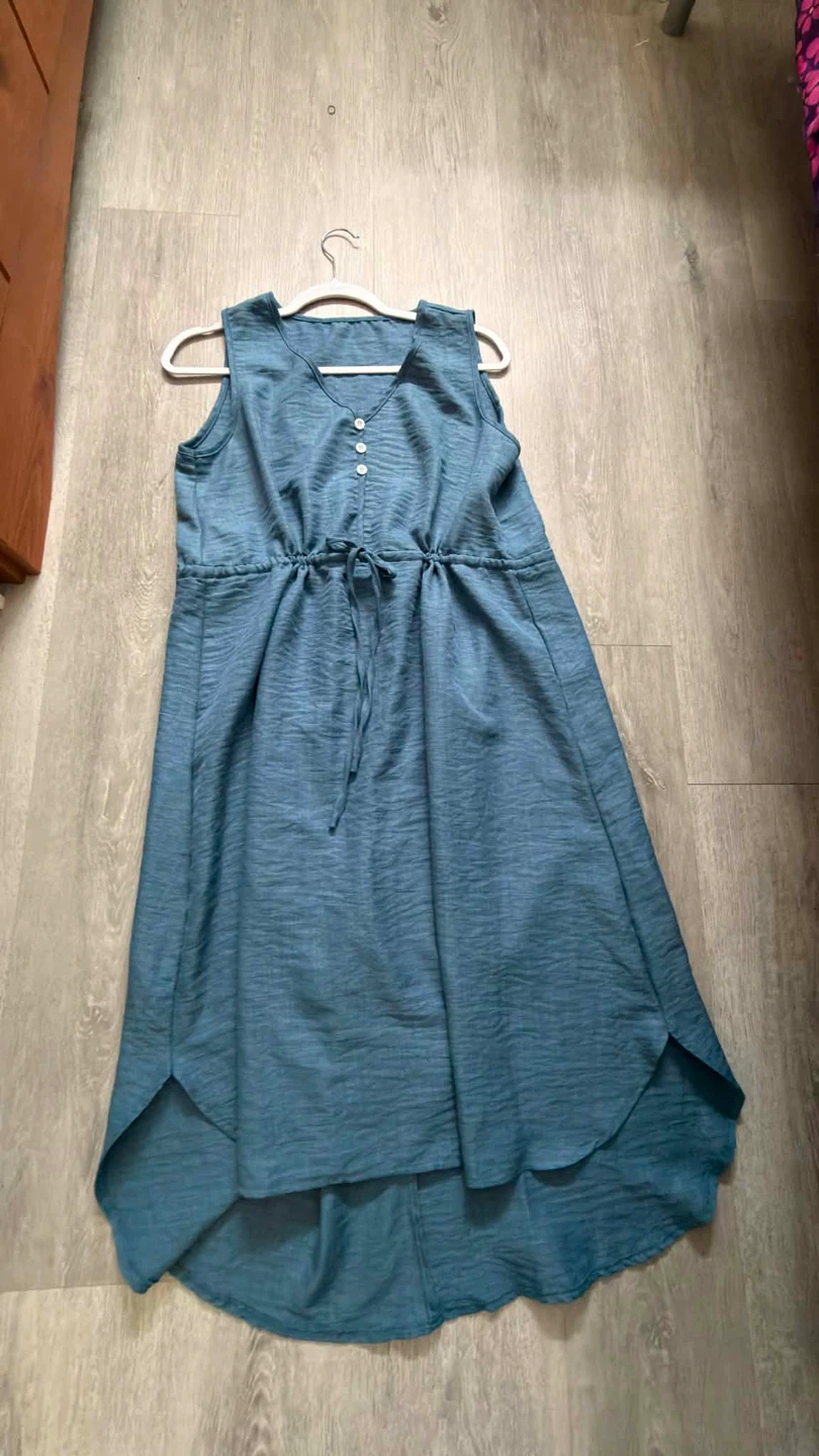 Women's Sleeveless Blue Hi-Low Dress - photo 2