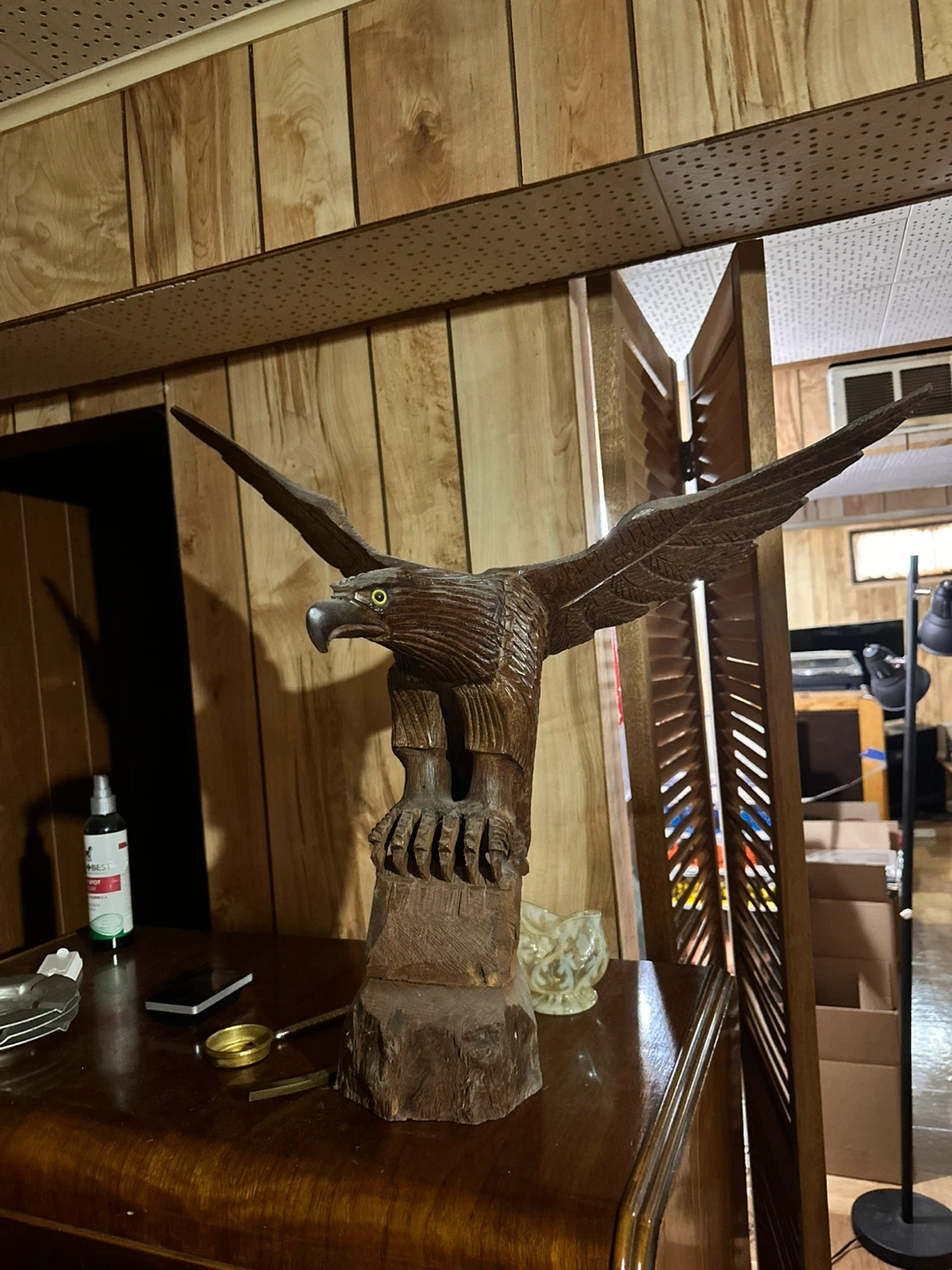 Hand Carved Wooden Eagle Statue