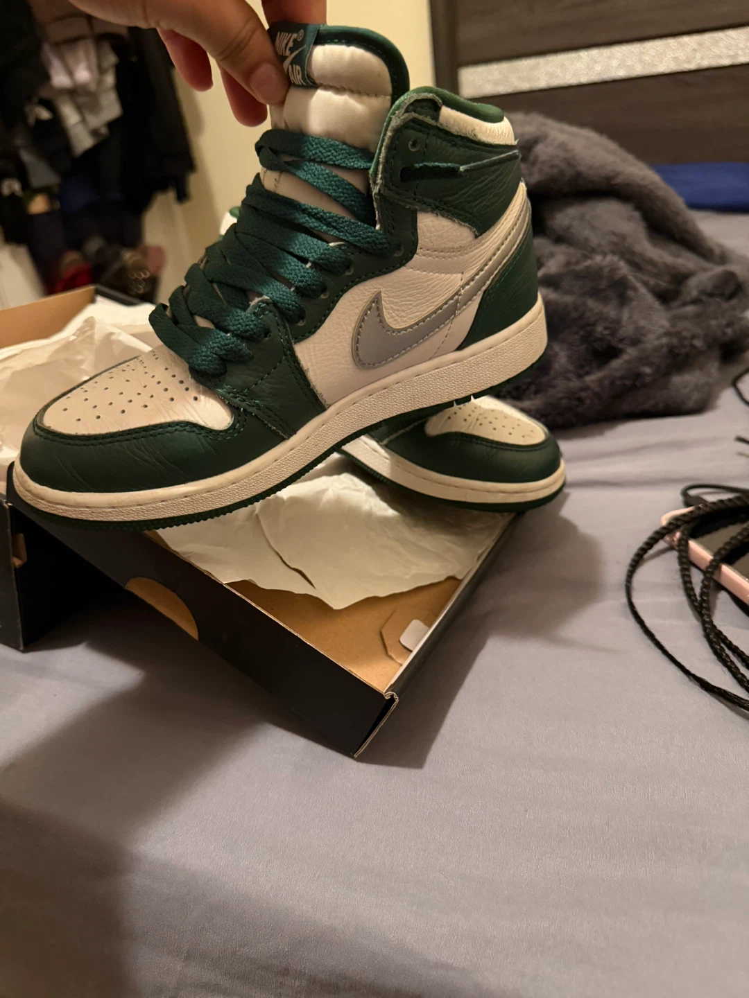 Nike Air Jordan 1 High OG "Lucky Green" Sneakers - photo 2