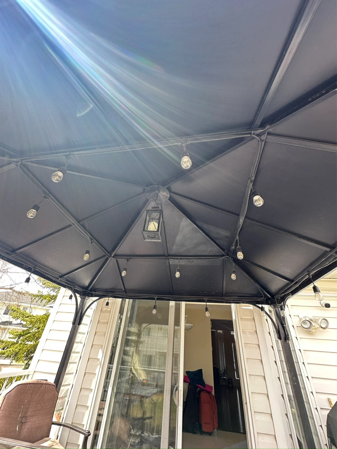Outdoor Gazebo with String Lights and Lantern - photo 2
