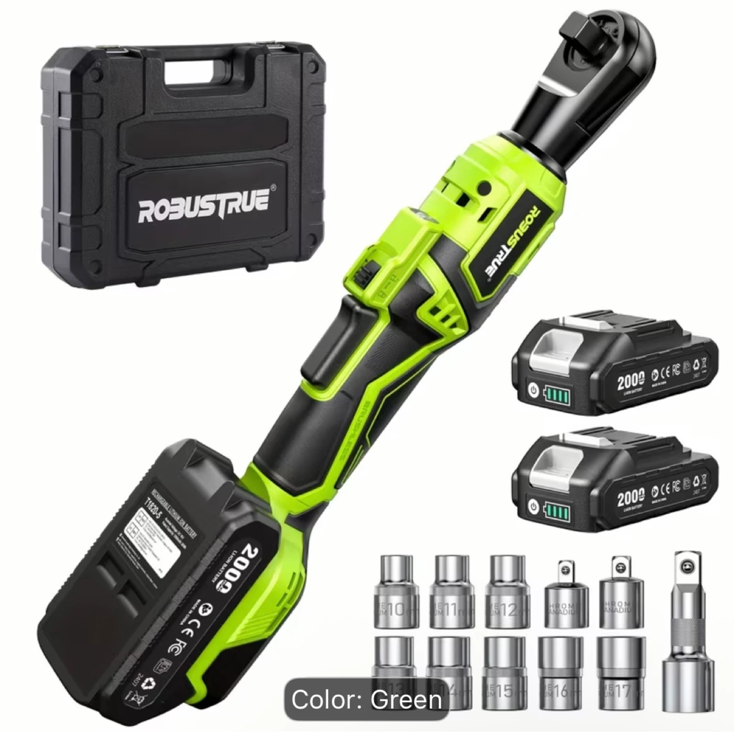 ROBUSTRUE 21V Cordless Power Ratchet Wrench Set with Case - photo 3