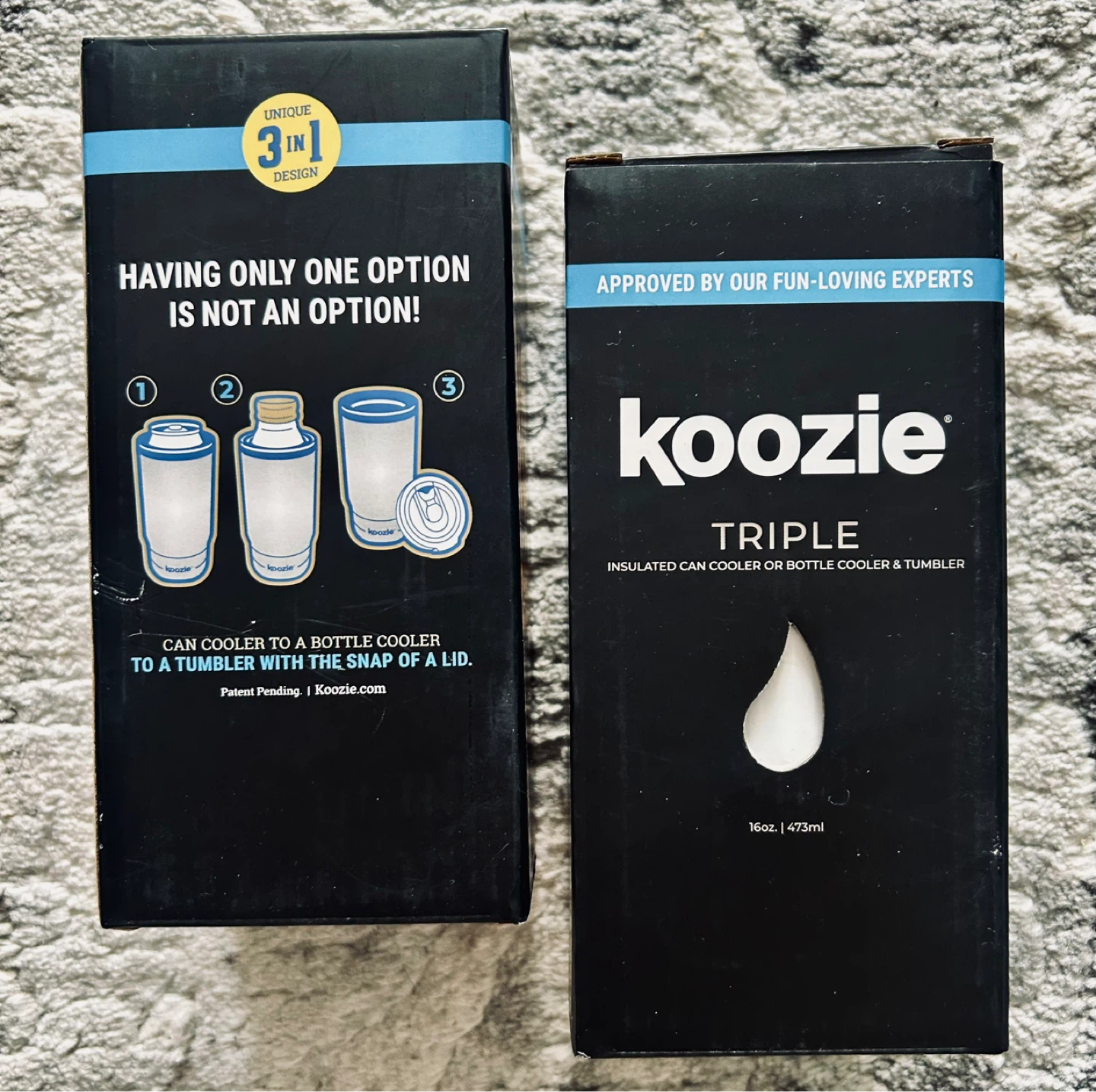 Koozie Triple 3-in-1 Can Cooler/Bottle Cooler or Tumbler - White