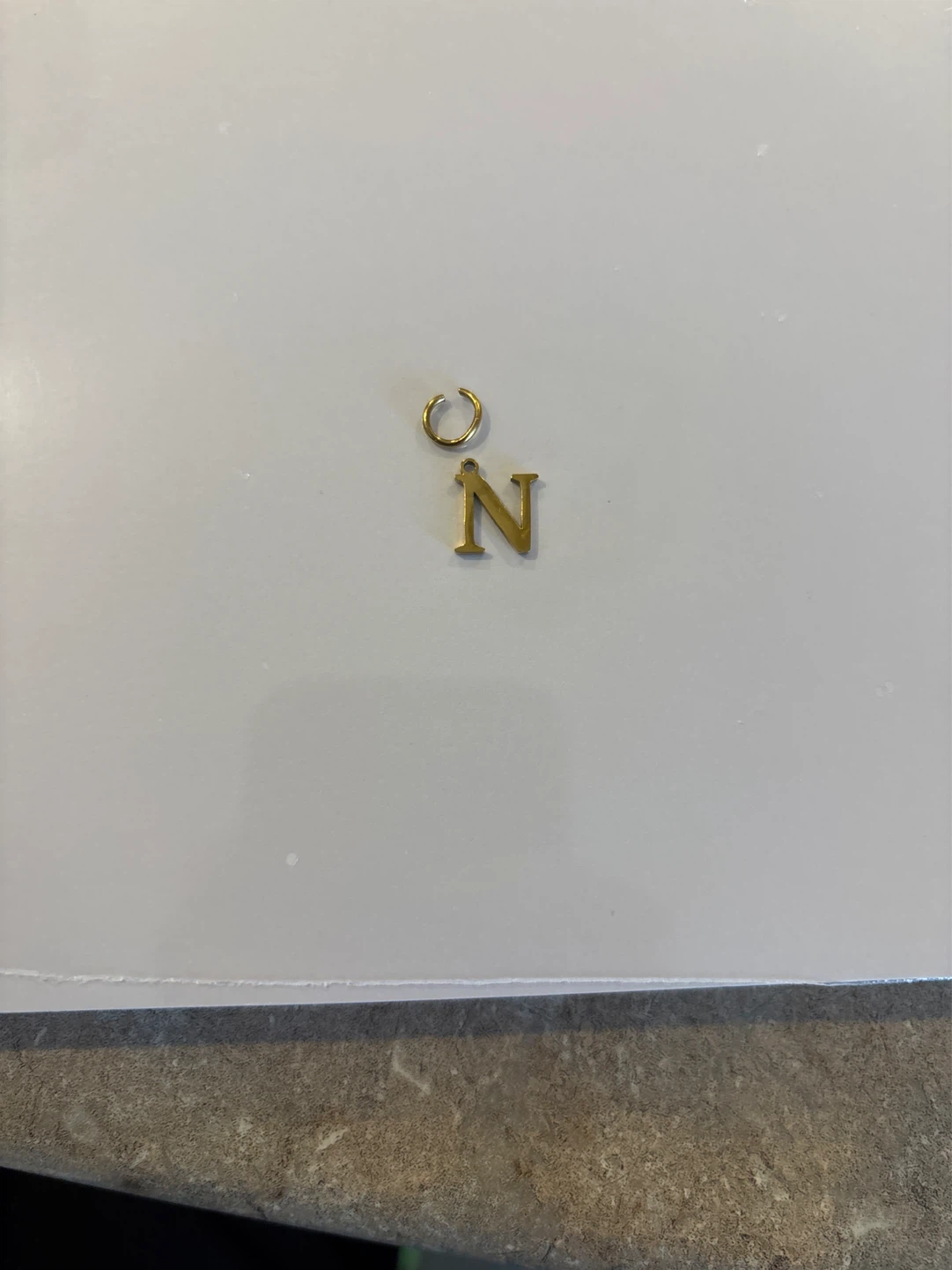 Gold Letter N Charm with Rhinestones and a regular gold N - photo 2