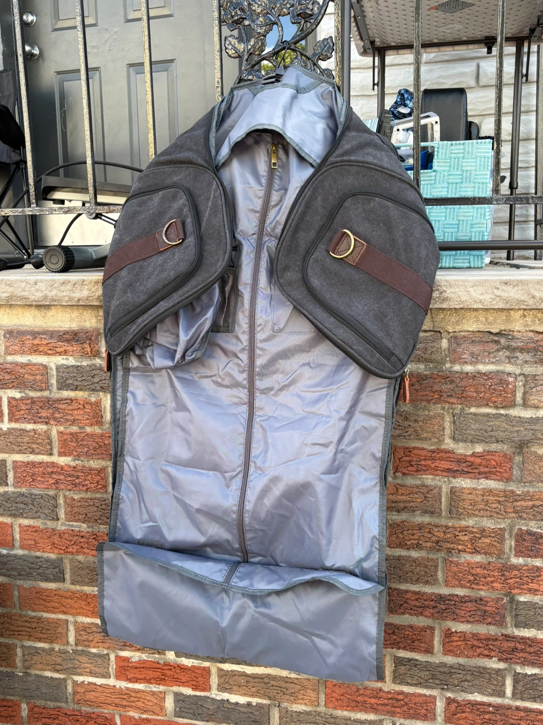 Brown Grey Garment Travel Bag