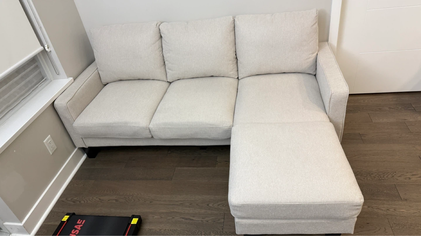 Beige Sofa with Ottoman + Storage｜Removable Washable Covers - photo 2