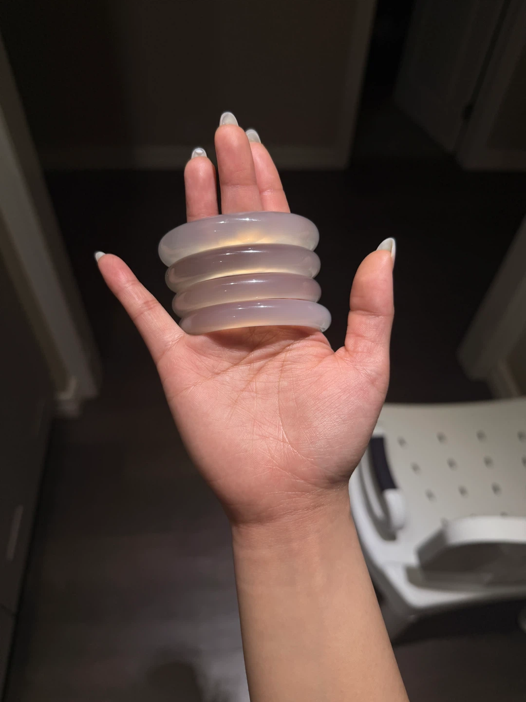Light Pink Semi-Translucent Agate Bangles - photo 2