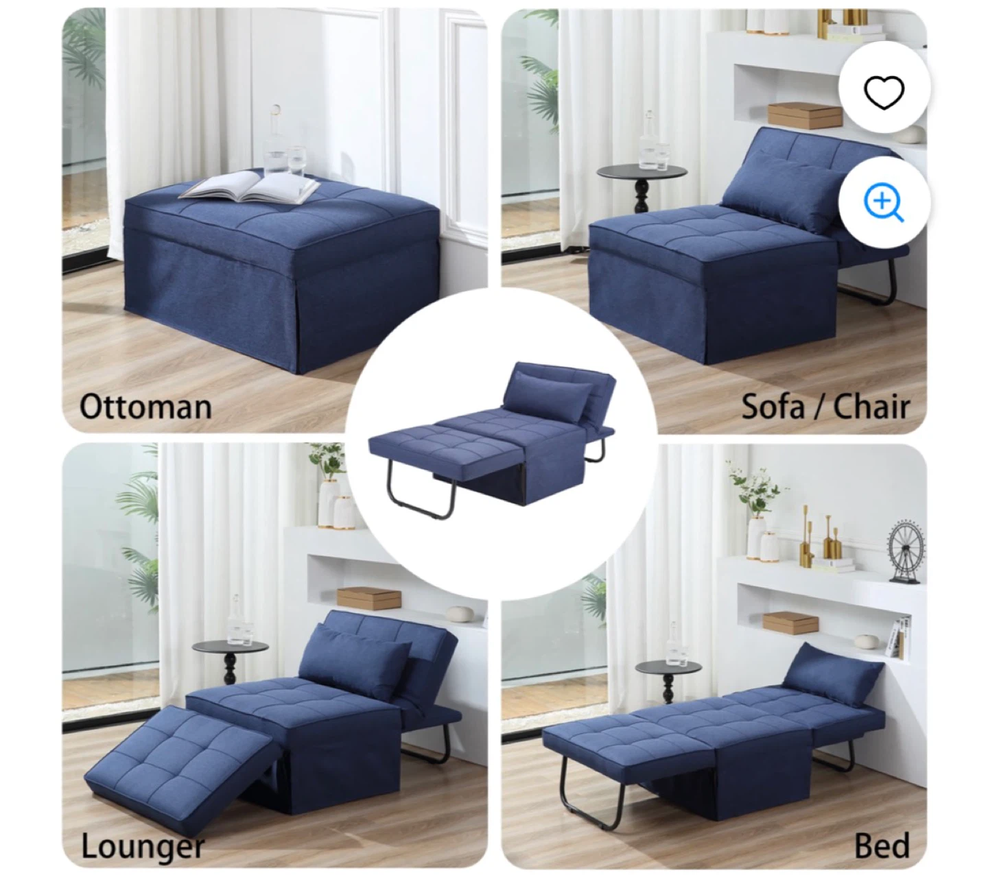 Convertible Sofa Bed with Ottoman - photo 2