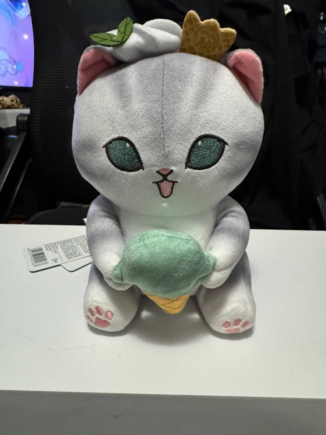 Plush Cat Holding Ice Cream Toy